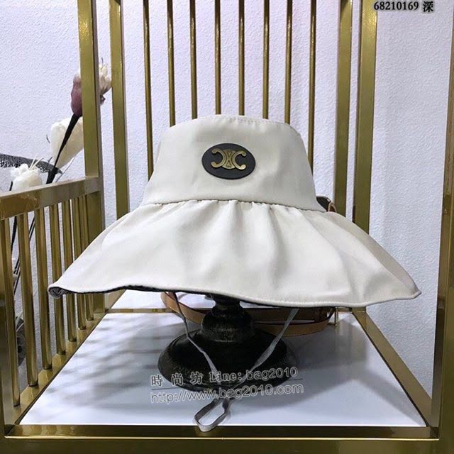 CELINE女士帽子 賽琳褶皺裙邊漁夫帽 CELINE遮陽帽  mm1044